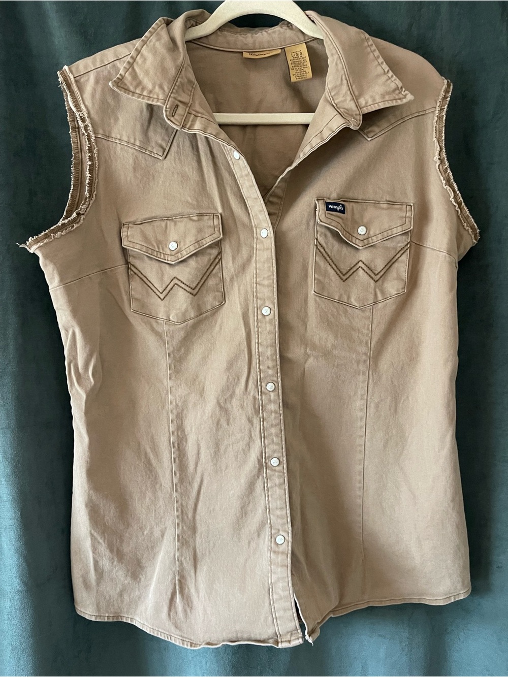 Wrangler Light Brown Sleeveless Snap-Front Vest